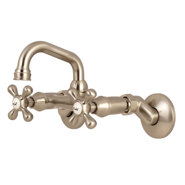 Two-Handle Wall Mount Bar Faucet, Brushed Nickel